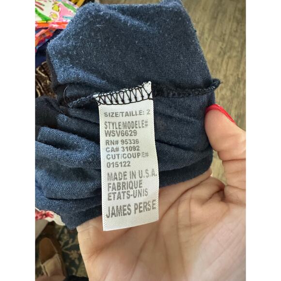 James Perse Women's Black Gray Scoop Neck Striped Print Maxi Dress Size 2 - Picture 6 of 6